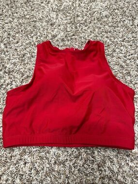 Red High Neck Crop Tank Top - Women